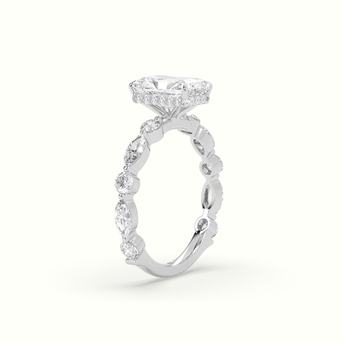 The Laura Radiant Cut 4 Prong Diamond Engagement Ring