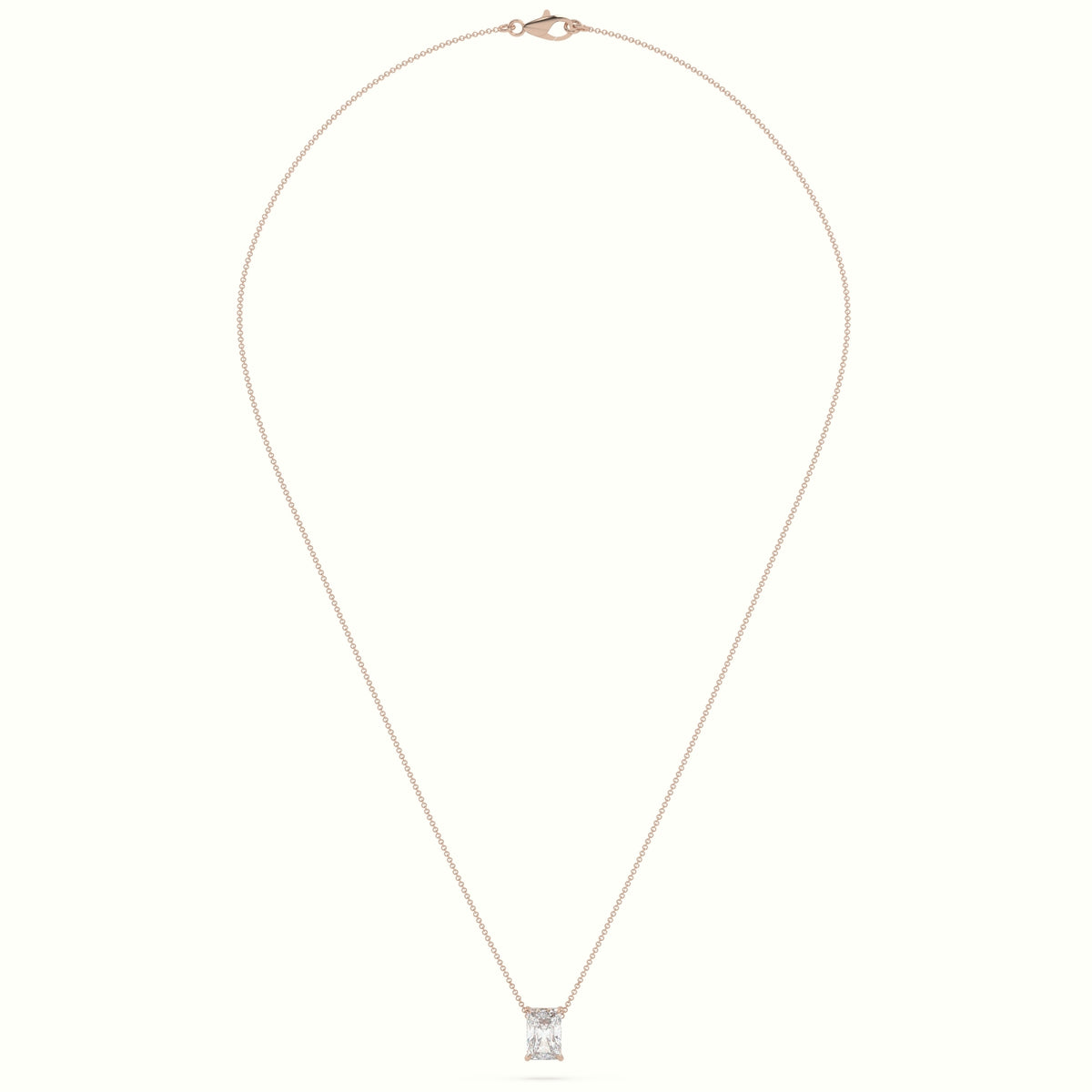 Radiant Cut Fixed Solitaire Diamond Necklace