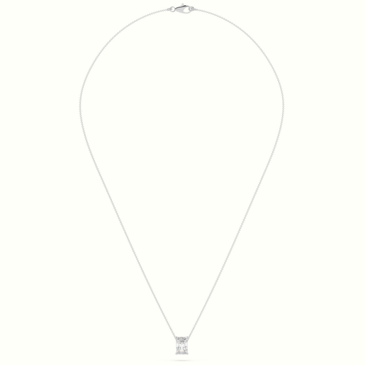 Radiant Cut Fixed Solitaire Diamond Necklace