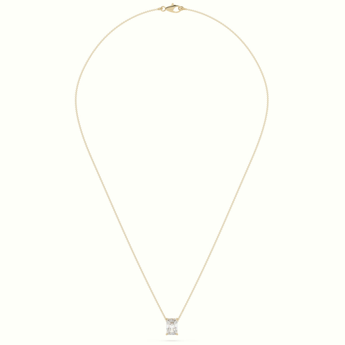 Radiant Cut Fixed Solitaire Diamond Necklace