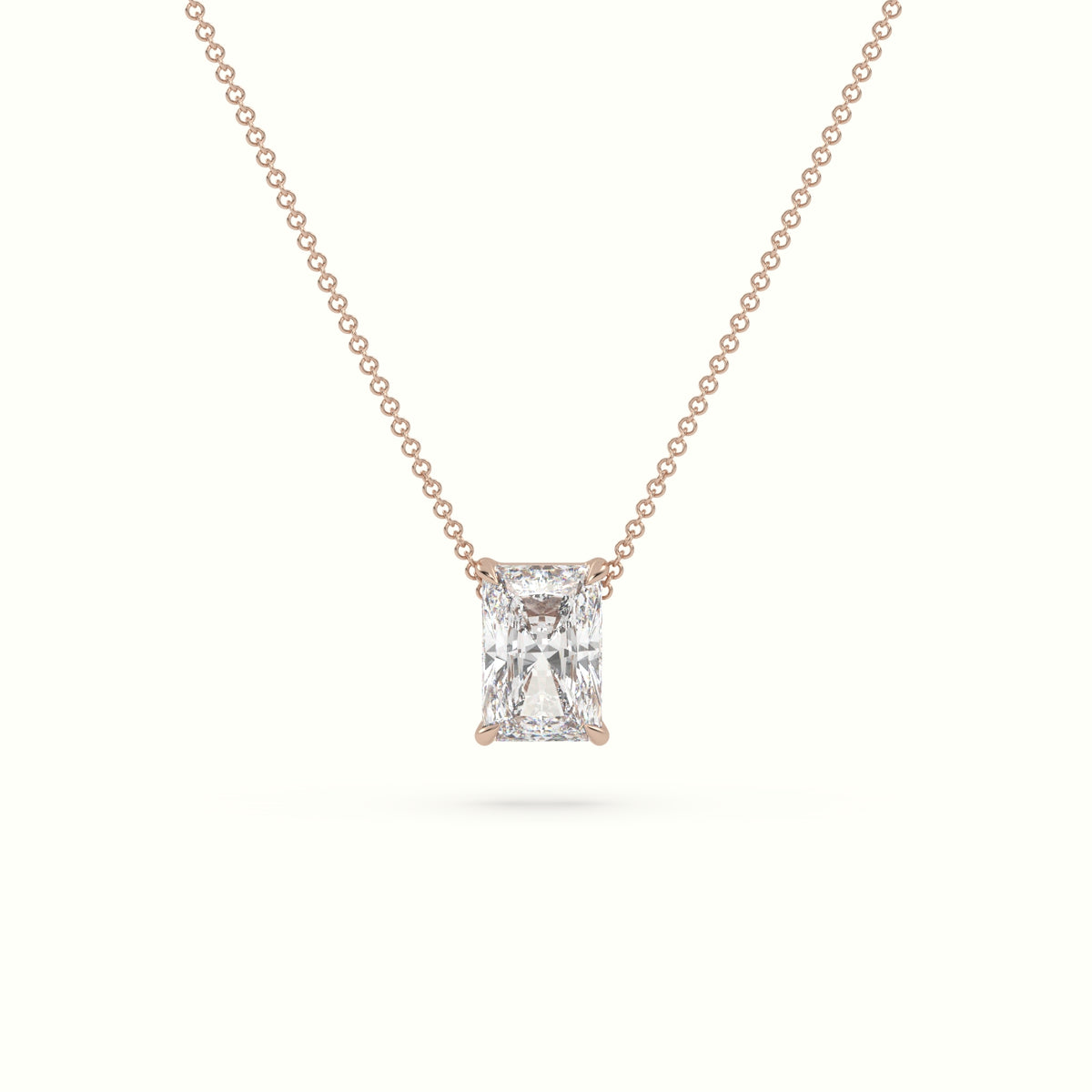 Radiant Cut Fixed Solitaire Diamond Necklace