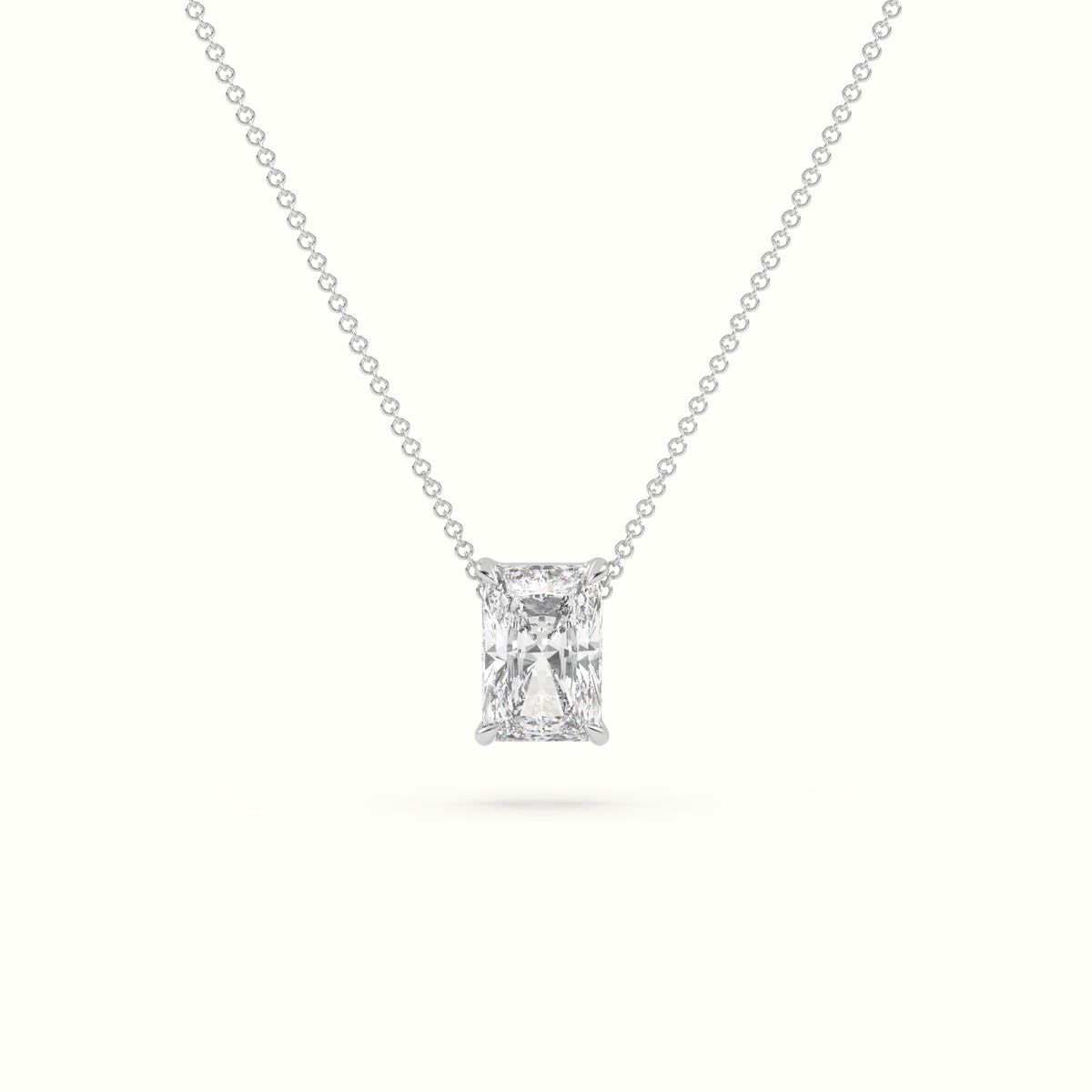 Radiant Cut Fixed Solitaire Diamond Necklace