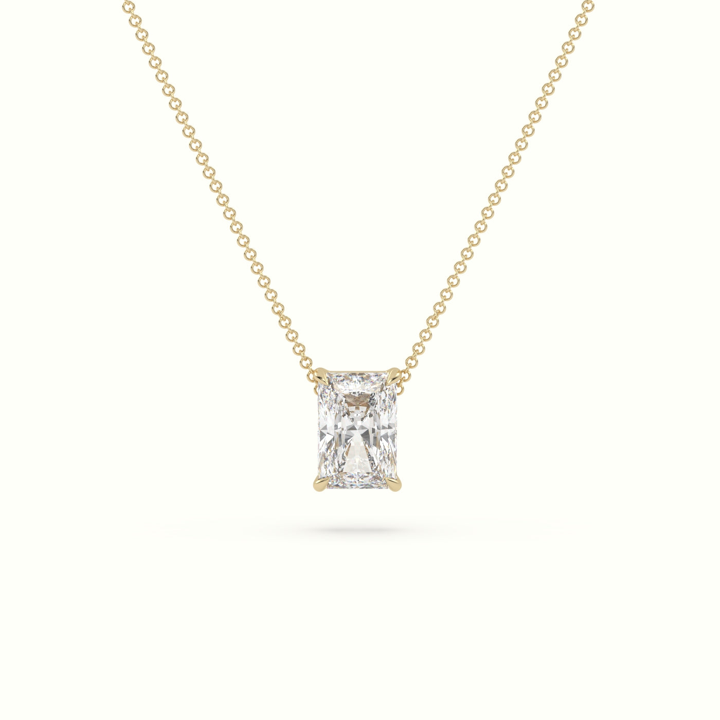 Radiant Cut Fixed Solitaire Diamond Necklace