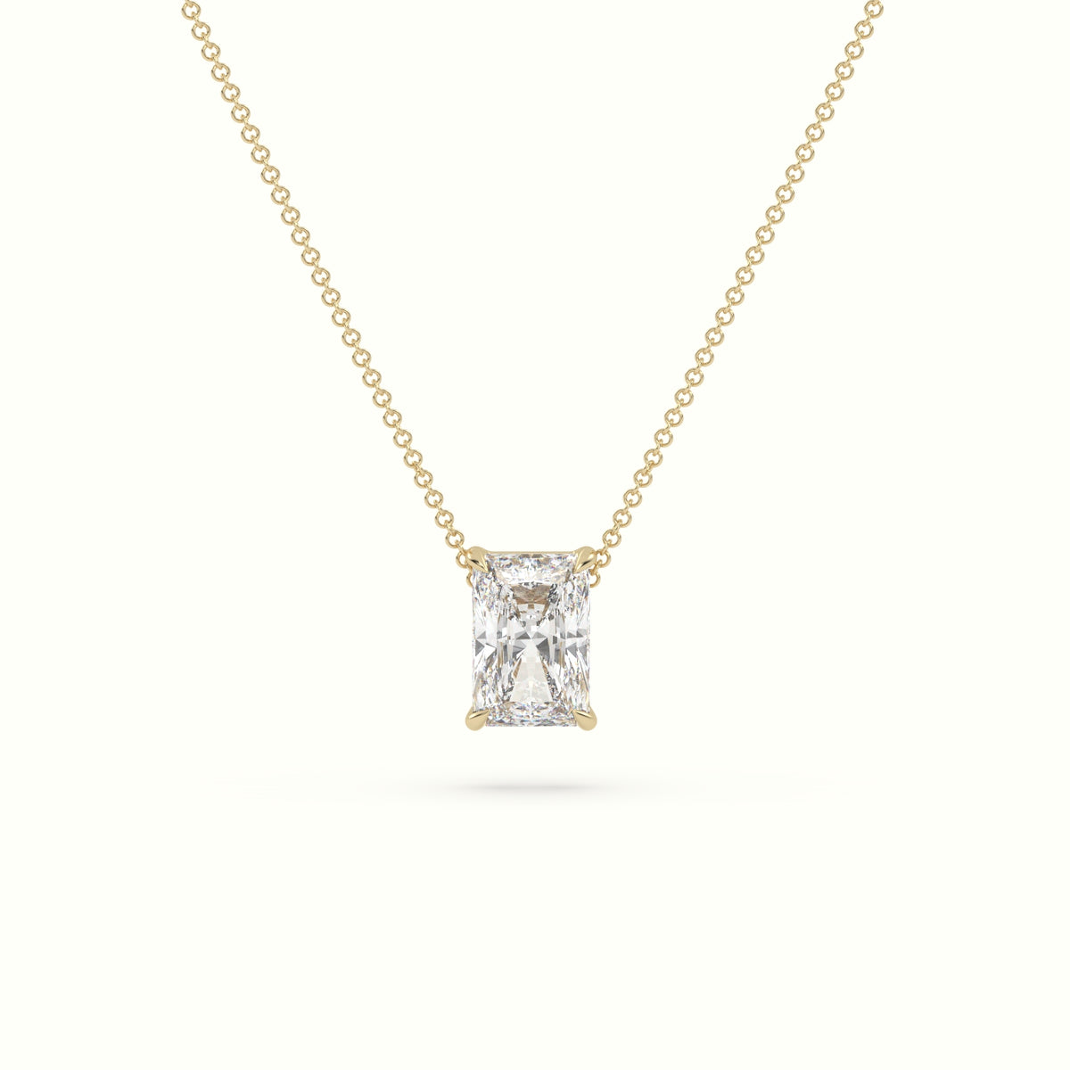 Radiant Cut Fixed Solitaire Diamond Necklace
