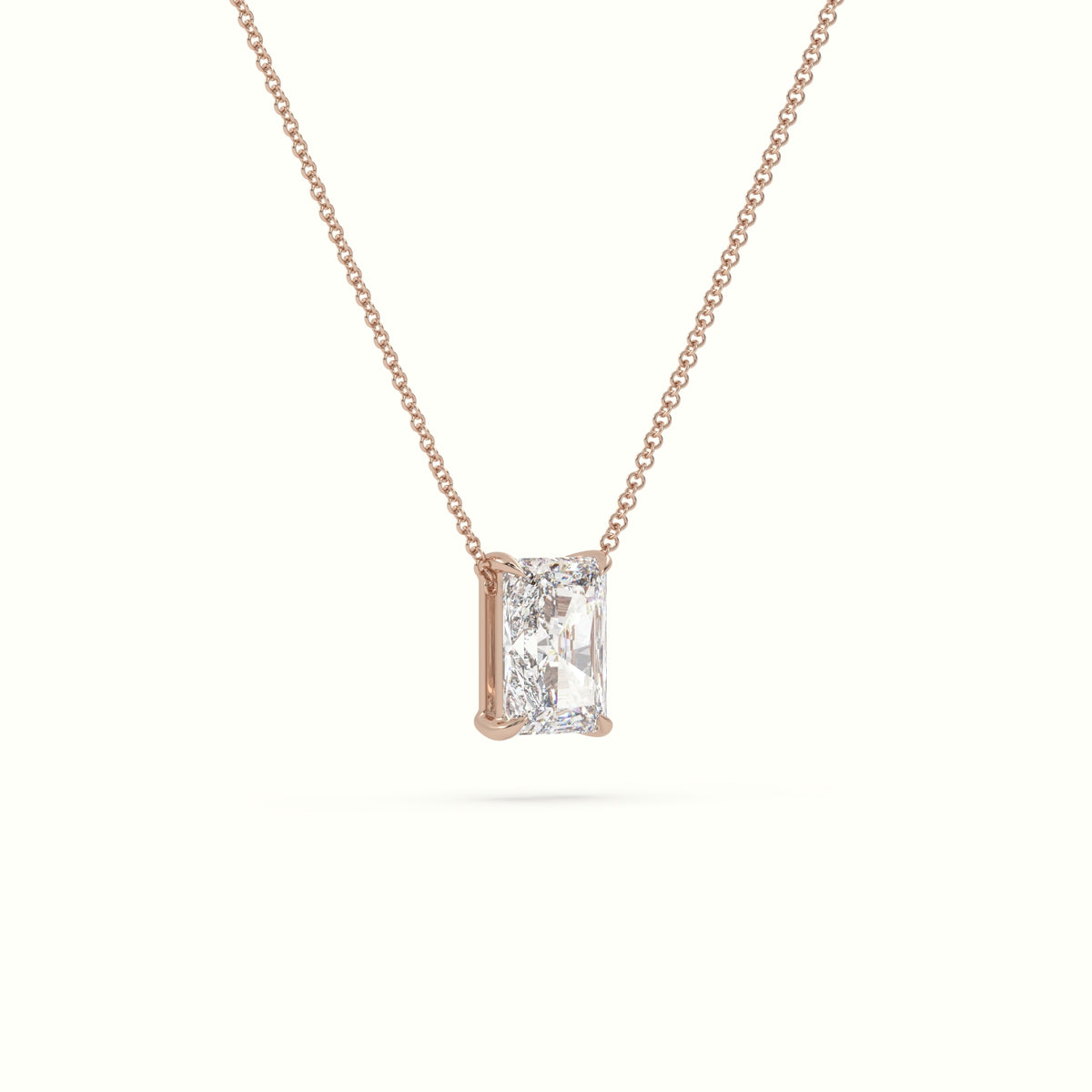 Radiant Cut Fixed Solitaire Diamond Necklace