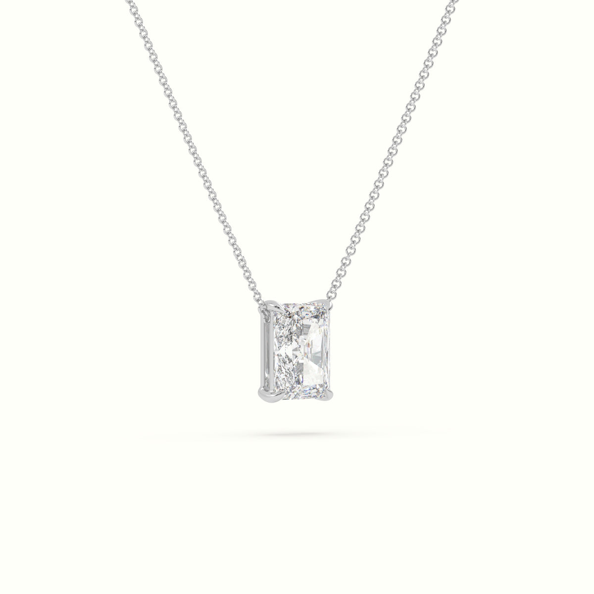 Radiant Cut Fixed Solitaire Diamond Necklace