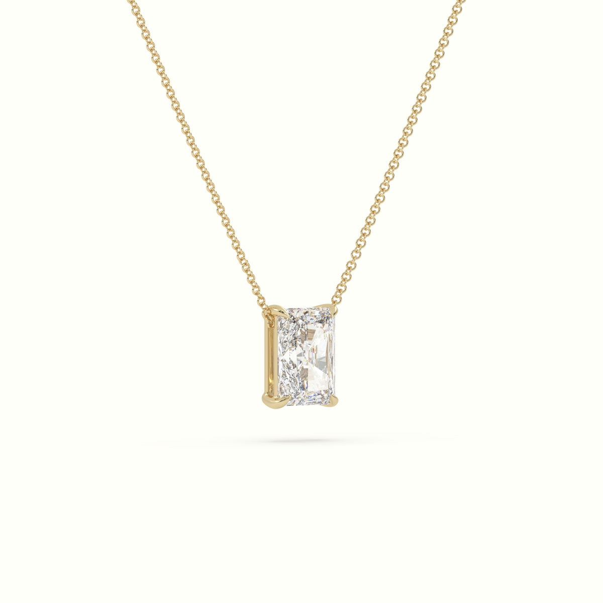 Radiant Cut Fixed Solitaire Diamond Necklace