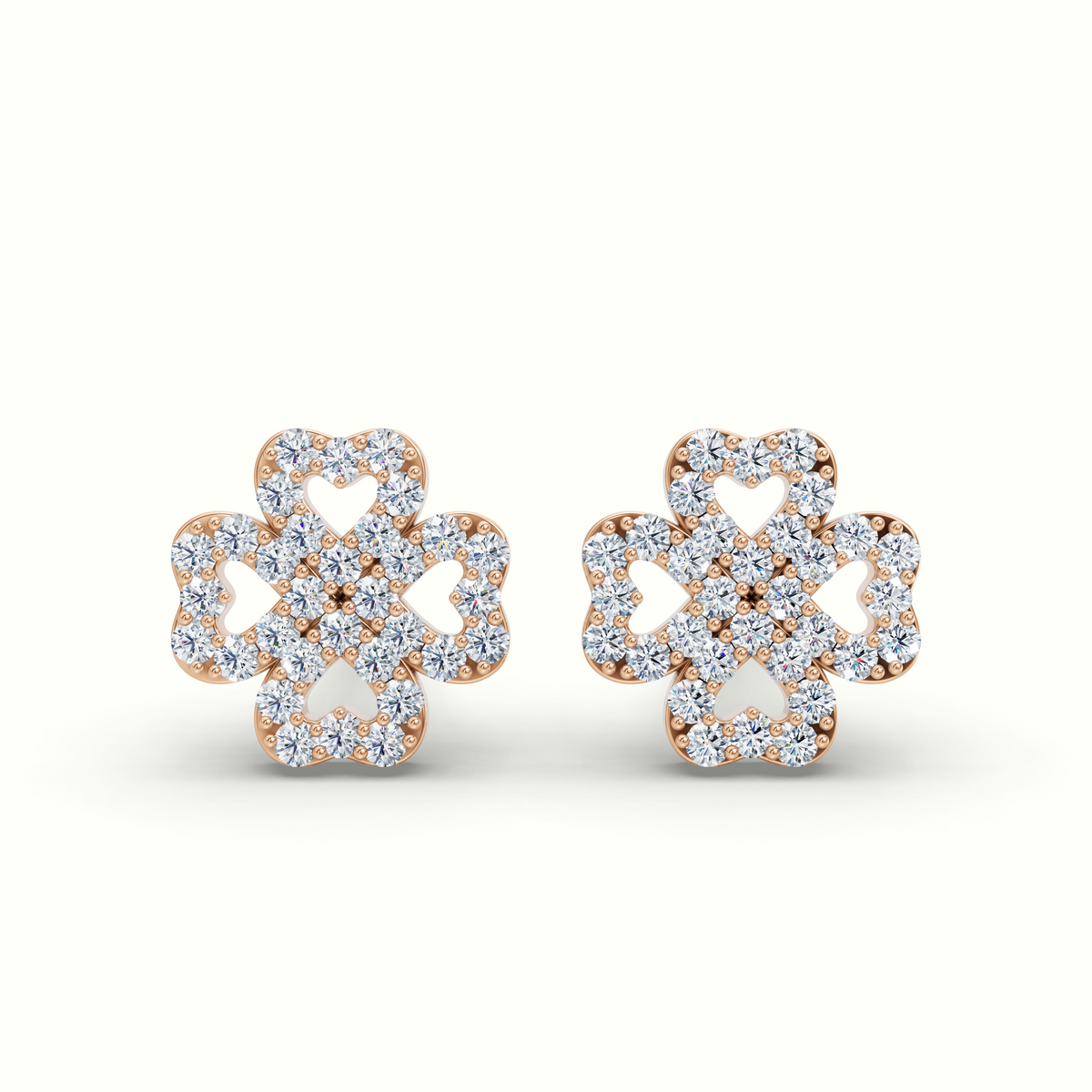 Clover Diamond Stud Earrings 0.8cm