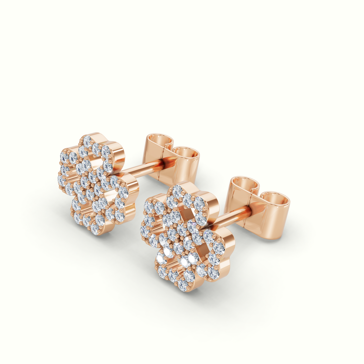 Clover Diamond Stud Earrings 0.8cm