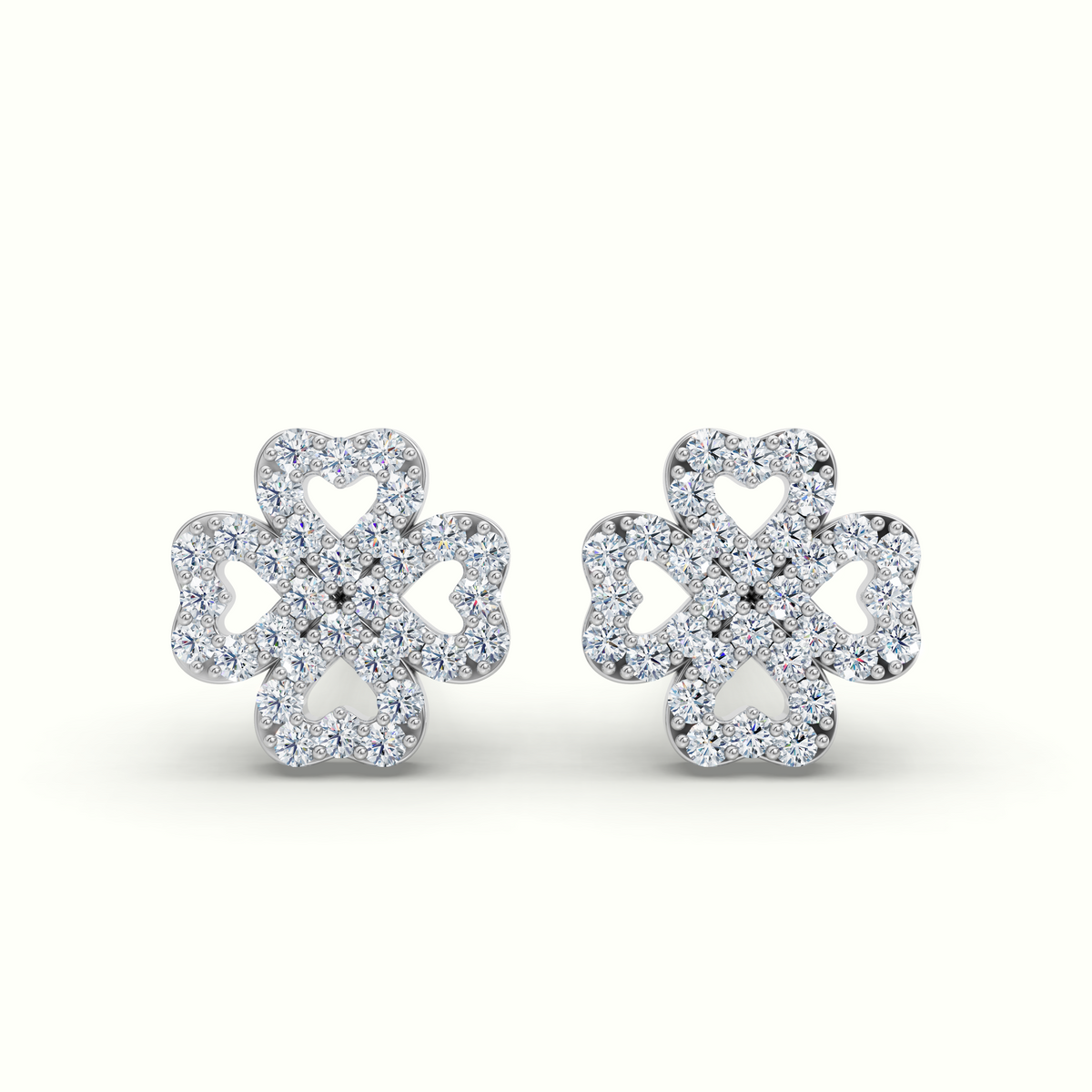 Clover Diamond Stud Earrings 0.8cm
