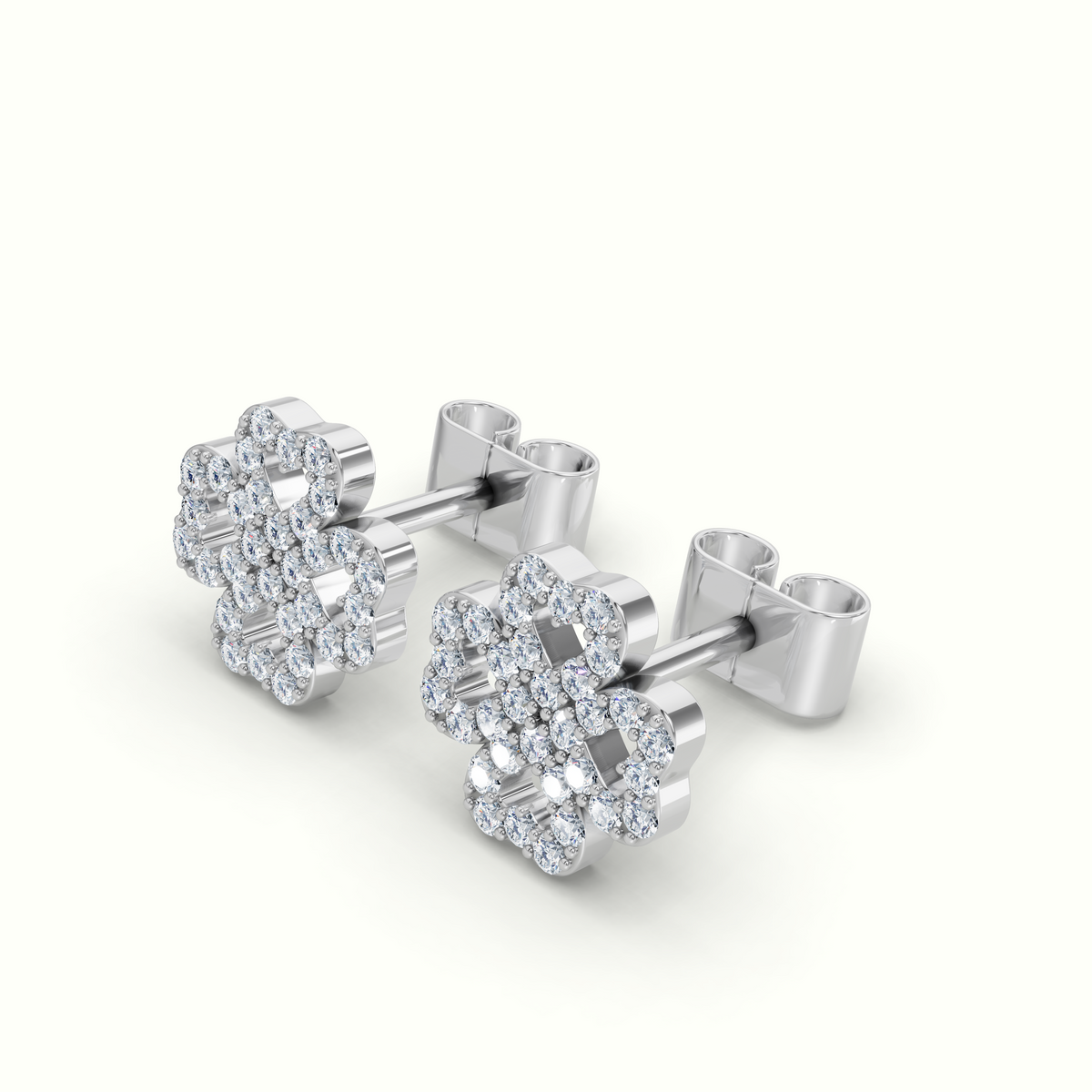Clover Diamond Stud Earrings 0.8cm