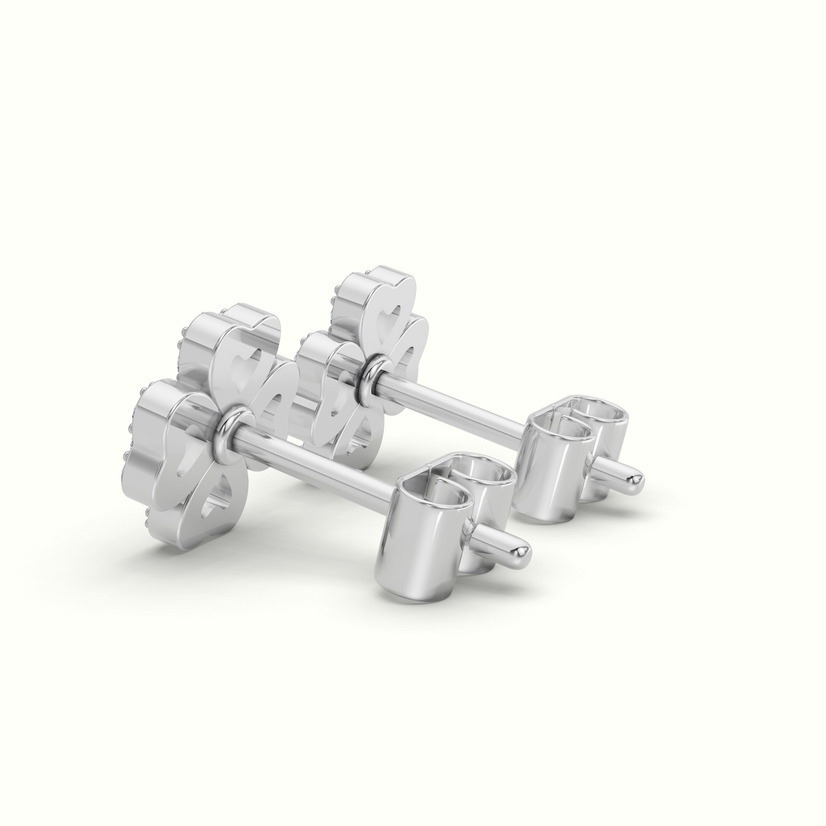 Clover Diamond Stud Earrings 0.8cm