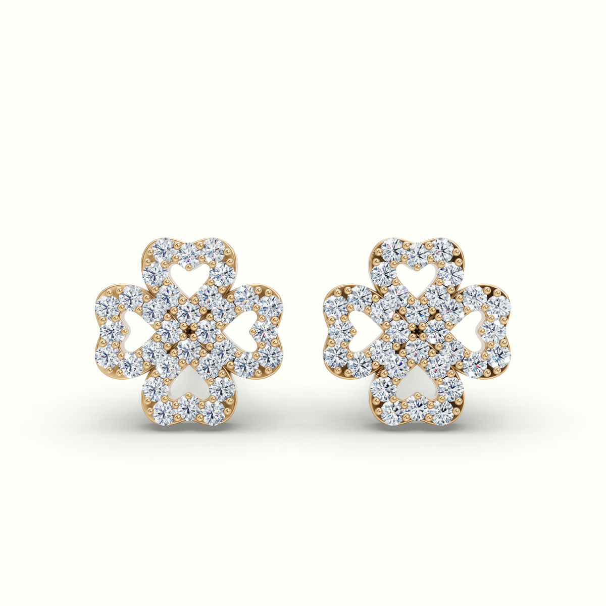 Clover Diamond Stud Earrings 0.8cm