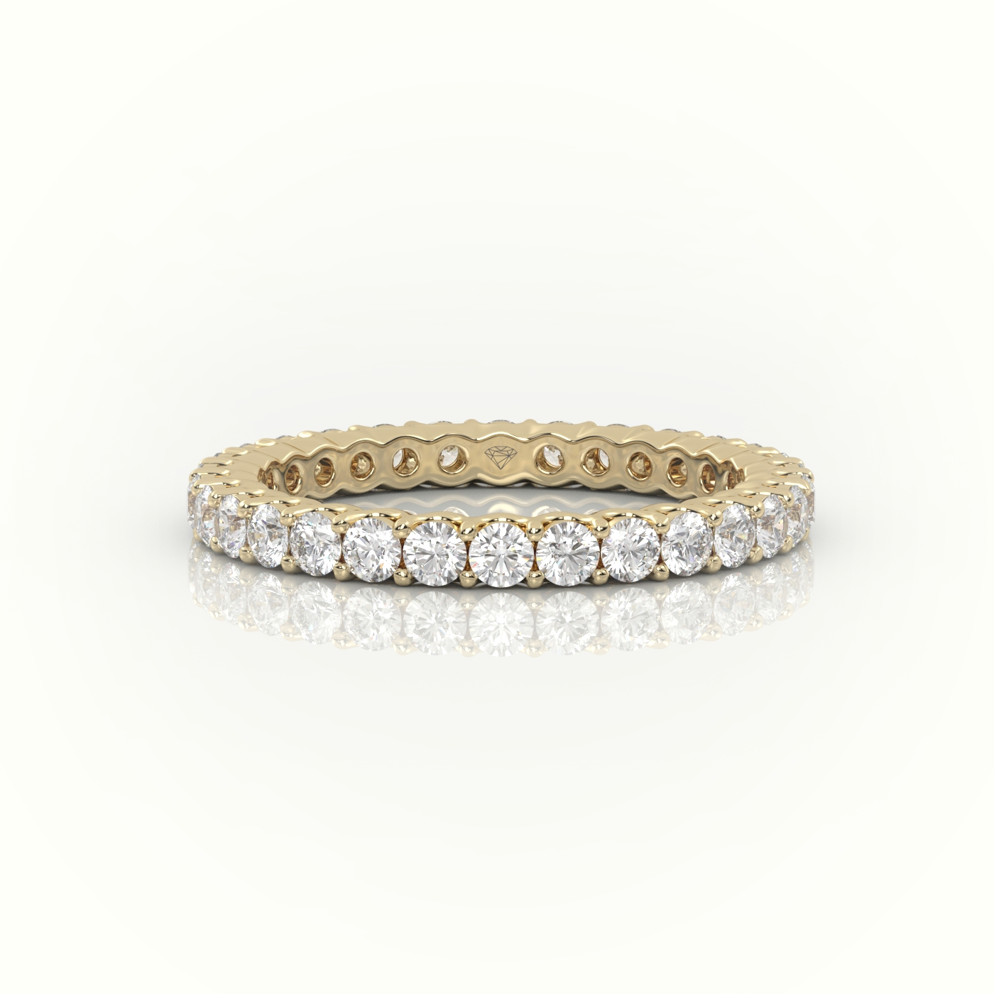 Round-Cut Diamond Scallop Setting Eternity Wedding Band — Yellow Gold