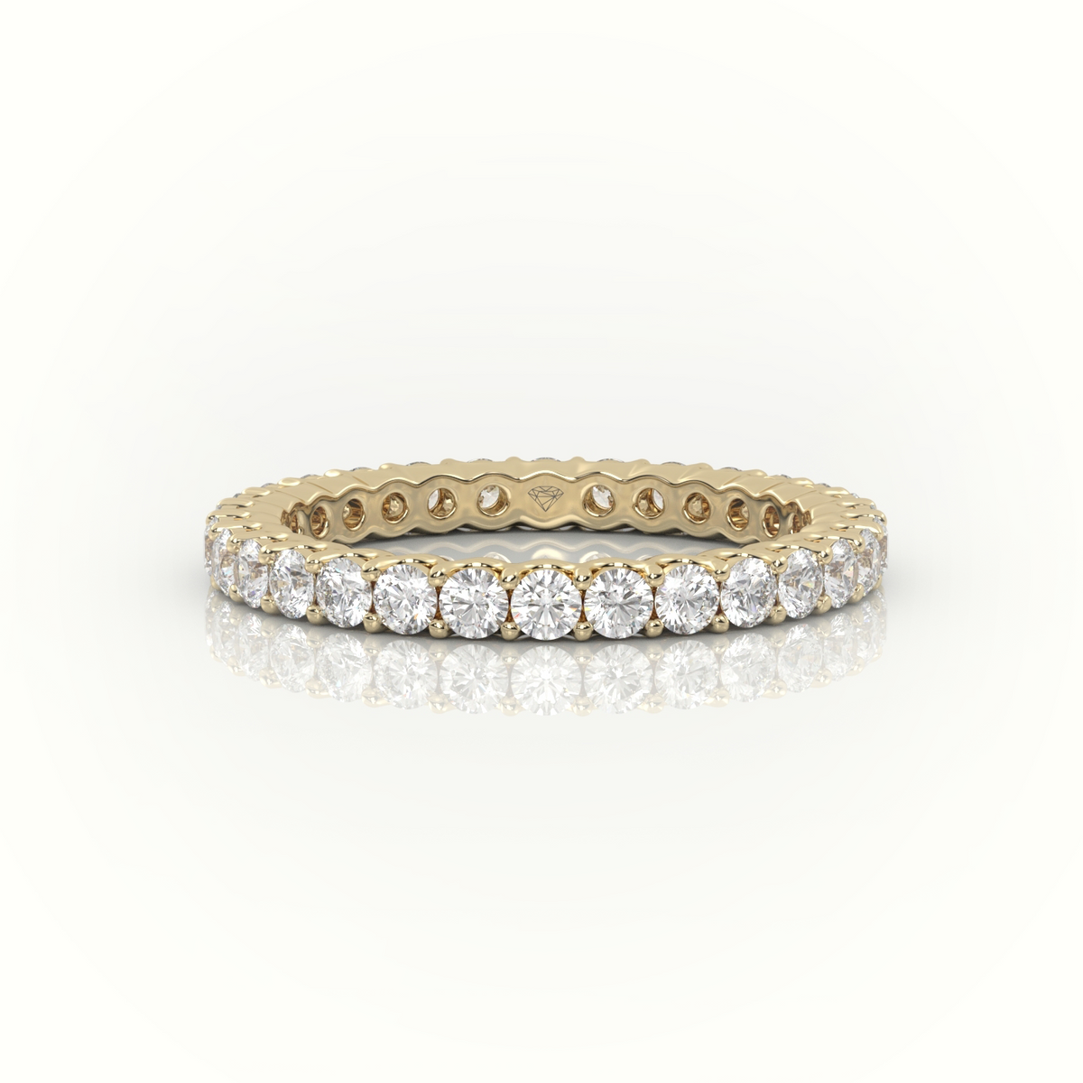 Round-Cut Diamond Scallop Setting Eternity Wedding Band — Yellow Gold