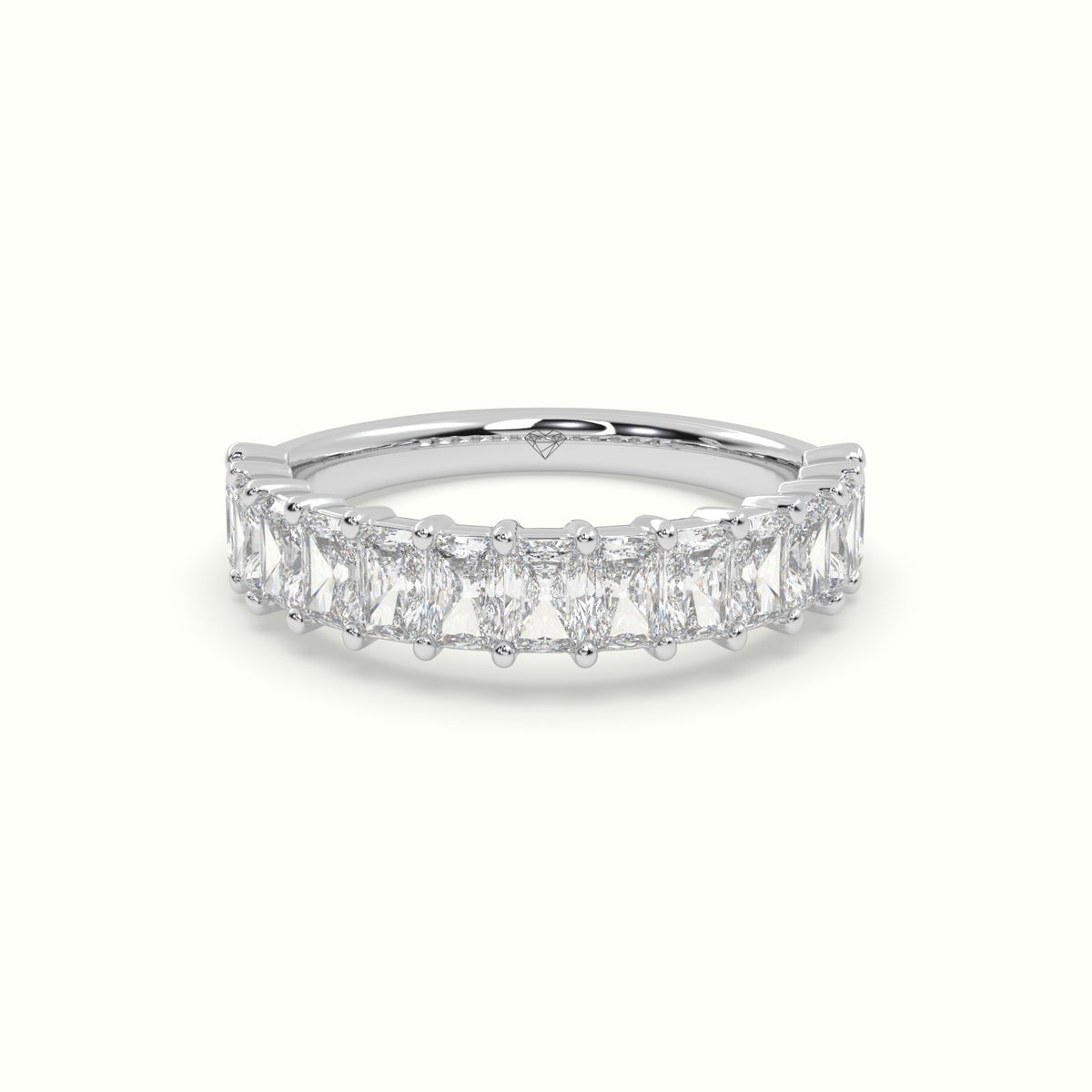 Radiant Cut Shared Prong Diamond Wedding Ring — White Gold