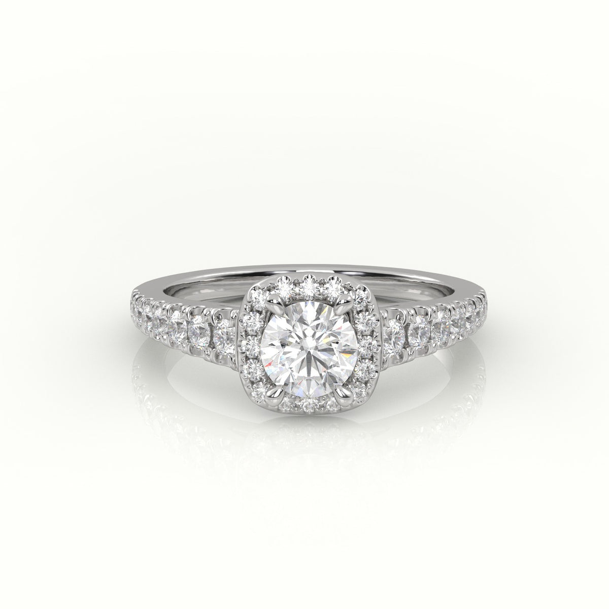Round-Cut Diamond 4 Prongs Scallop Setting Engagement Ring — White Gold