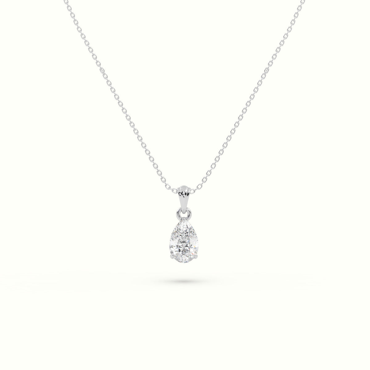 Pear Cut Solitaire Diamond Pendant — White Gold