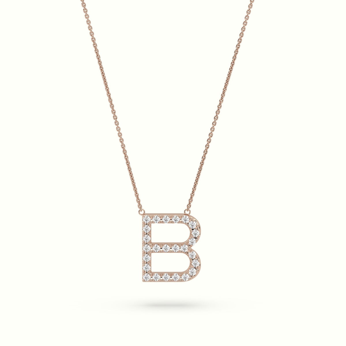 Initial “B” Diamond Necklace - 18k gold — Rose Gold