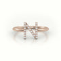 Round Cut Diamonds “N” Initials Monogram Alphabet Ring — Rose Gold