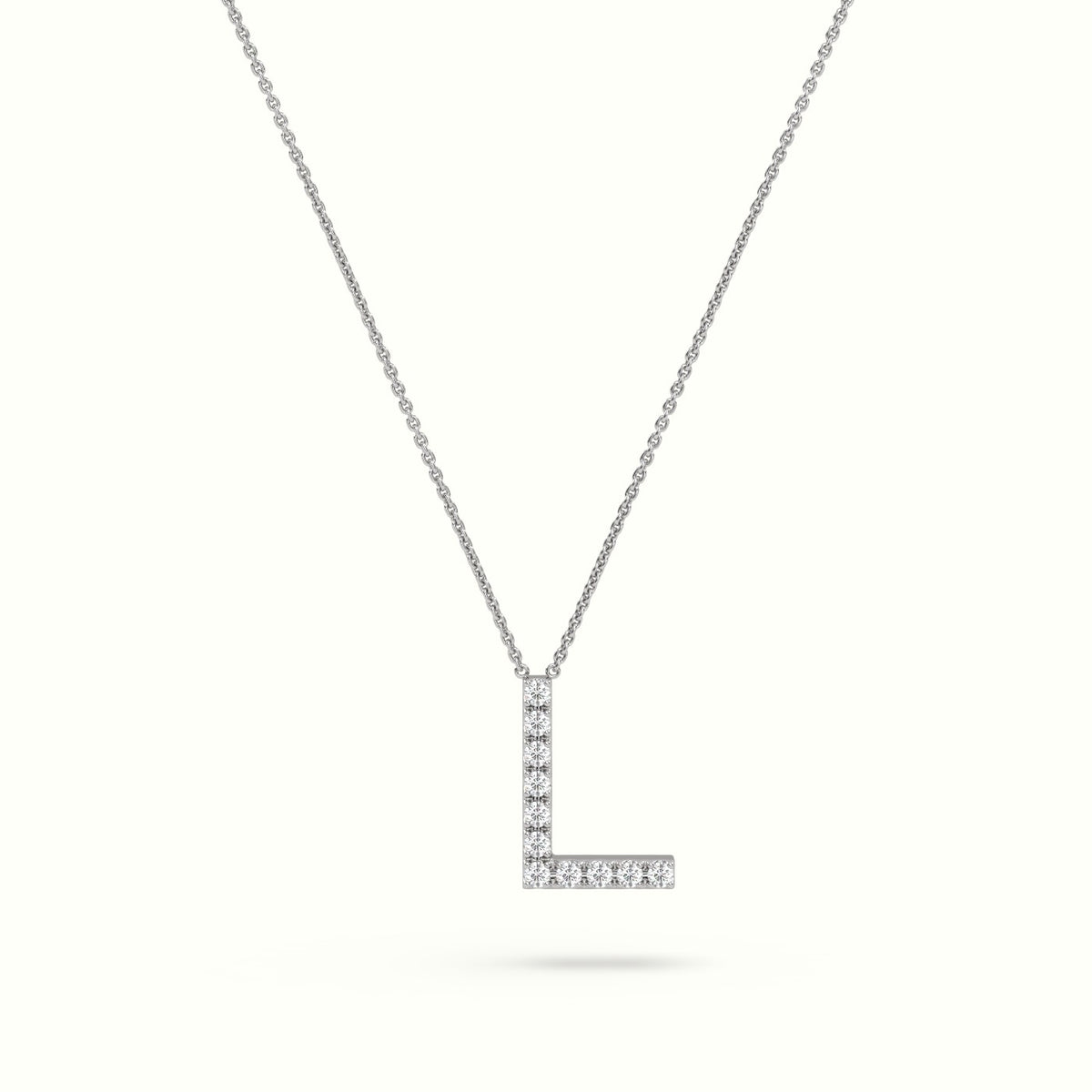 Initial "L" Diamond Necklace - 18k Gold — White Gold