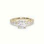 Asscher Cut Diamond Engagement Ring With Side Stones — Yellow Gold