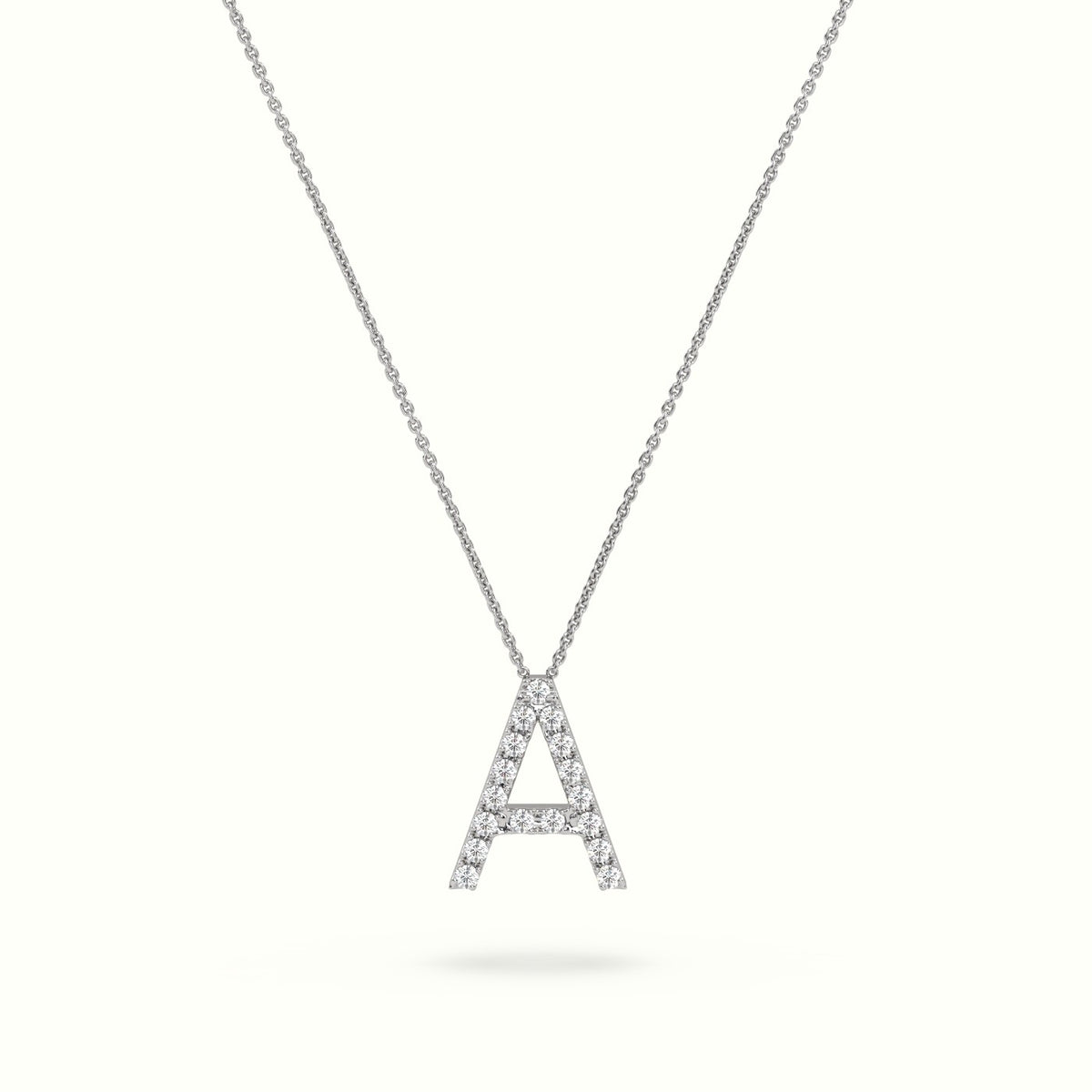 Initial "A" Diamond Necklace - 18k Gold — White Gold