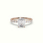 Emerald Cut Diamond Pave Engagement Ring — Rose Gold