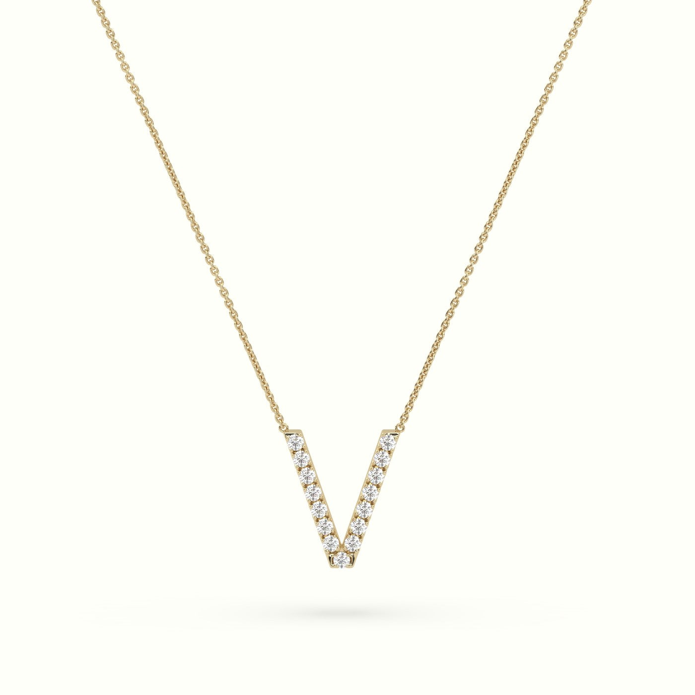 Initial "V" Diamond Necklace - 18k Gold — Yellow Gold