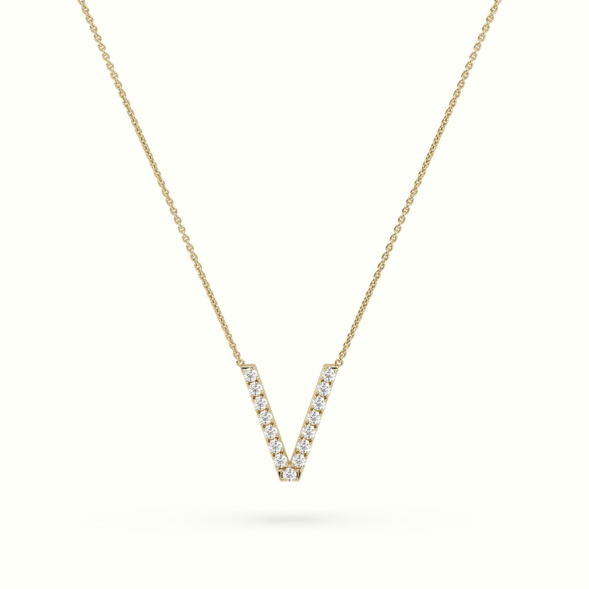 Initial "V" Diamond Necklace - 18k Gold — Yellow Gold