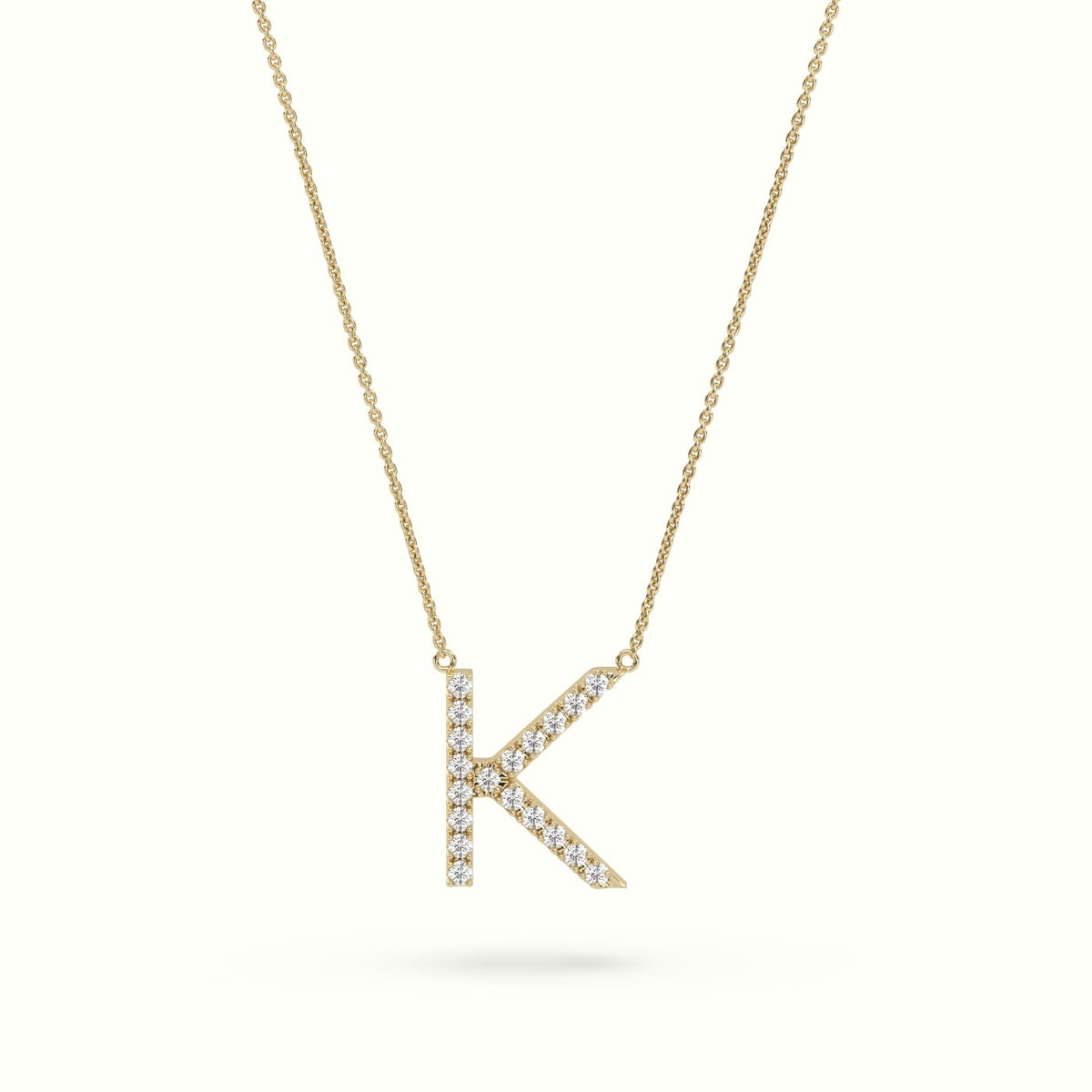 Initial "K" Diamond Necklace - 18k Gold — Yellow Gold