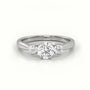 Round Cut Diamond Side Stone Engagement Ring — White Gold