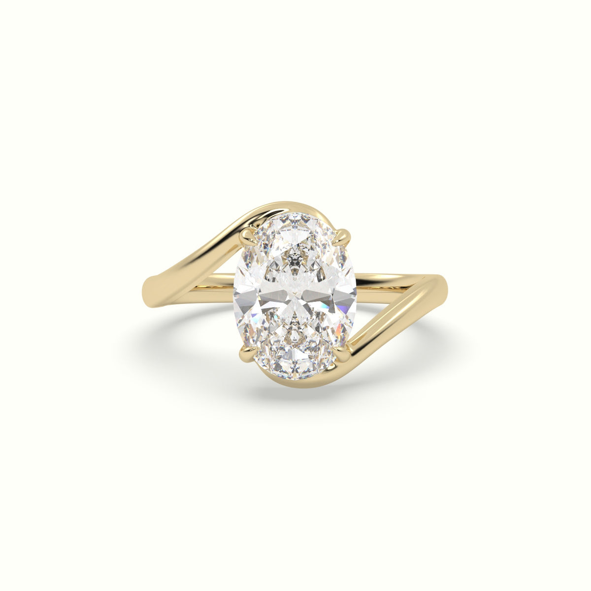 Oval Solitaire Engagement Ring — Yellow Gold