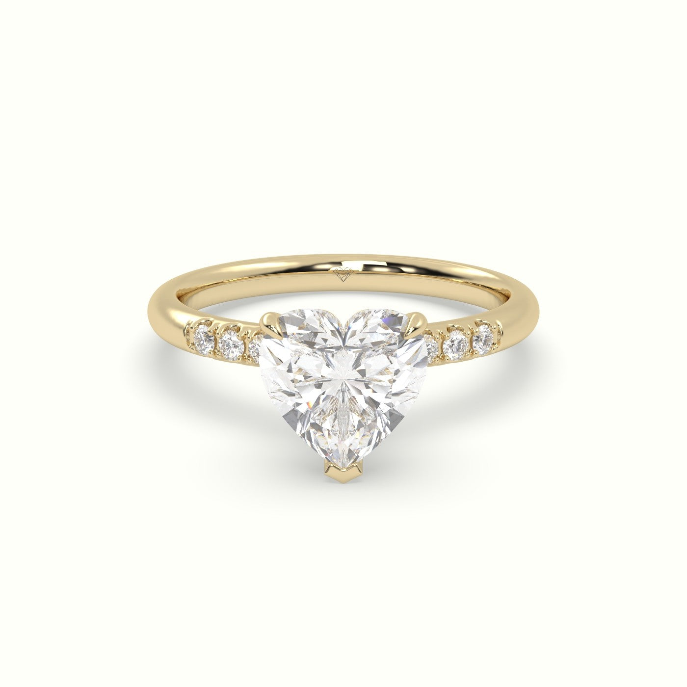 Heart Cut Diamond Pave Engagement Ring — Yellow Gold