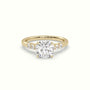 Asscher Cut Diamond Engagement Ring With Side Stones — Yellow Gold