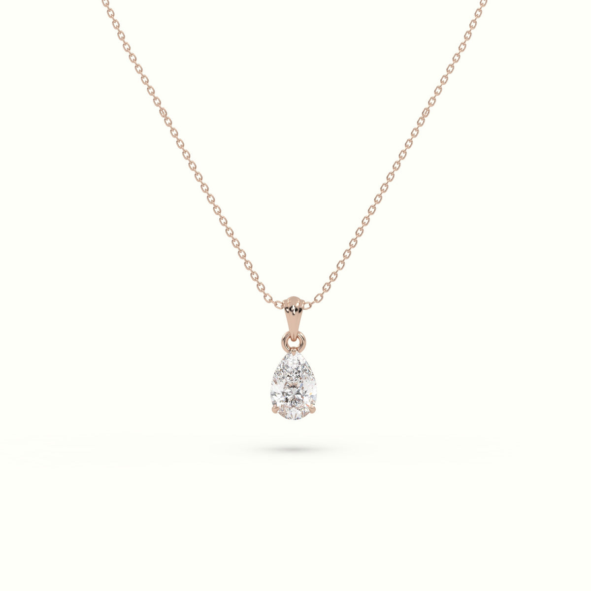Pear Cut Solitaire Diamond Pendant — Rose Gold