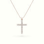 Round Diamond Cross Pendant Necklace — Rose Gold