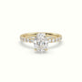 Oval Cut Hidden Halo Side Stone Engagement Ring — Yellow Gold