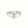 Pear Cut Hidden Halo Side Stone Engagement Ring — Yellow Gold