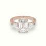 Emerald Cut Diamond Trilogy Engagement Ring — Rose Gold
