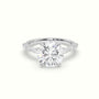 Round Cut Diamond Engagement Ring With Marquise And Round Side Stones — White Gold