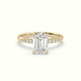 Emerald Cut Diamond Pave Engagement Ring — Yellow Gold