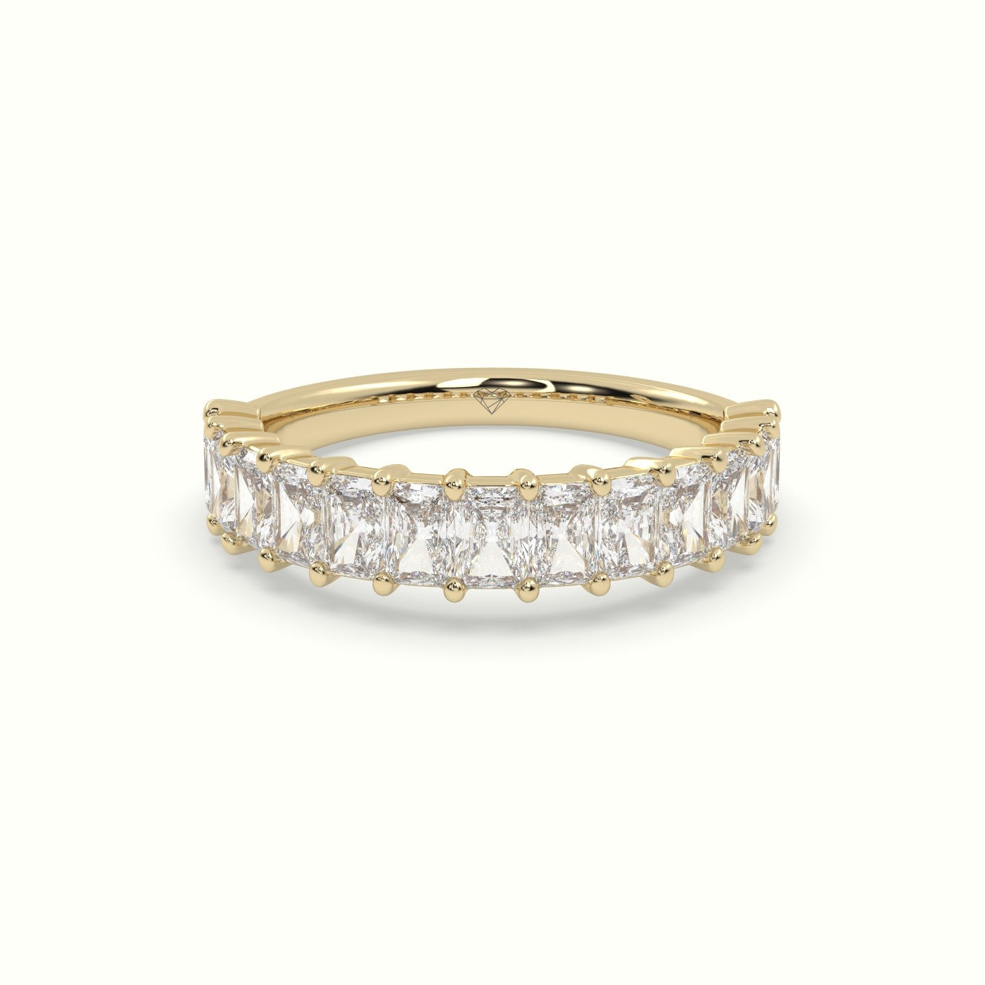 Radiant Cut Shared Prong Diamond Wedding Ring — Yellow Gold