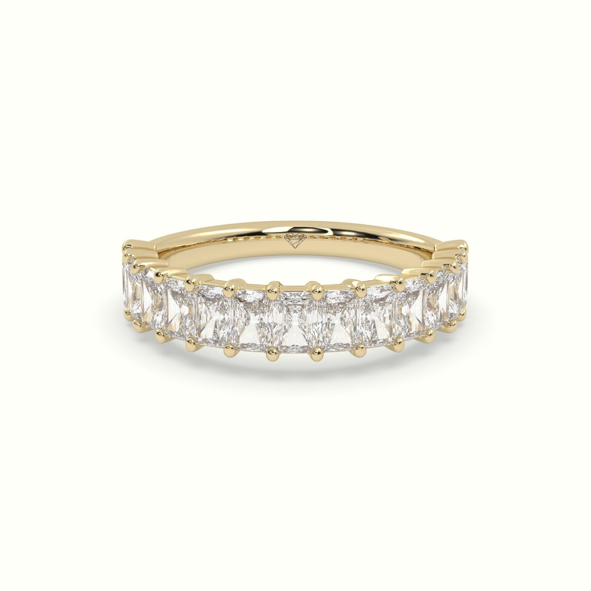 Radiant Cut Shared Prong Diamond Wedding Ring — Yellow Gold