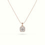 Ascher Cut Solitaire Halo Diamond Pendant — Rose Gold