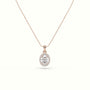 Oval Cut Solitaire Halo Diamond Pendant — Rose Gold