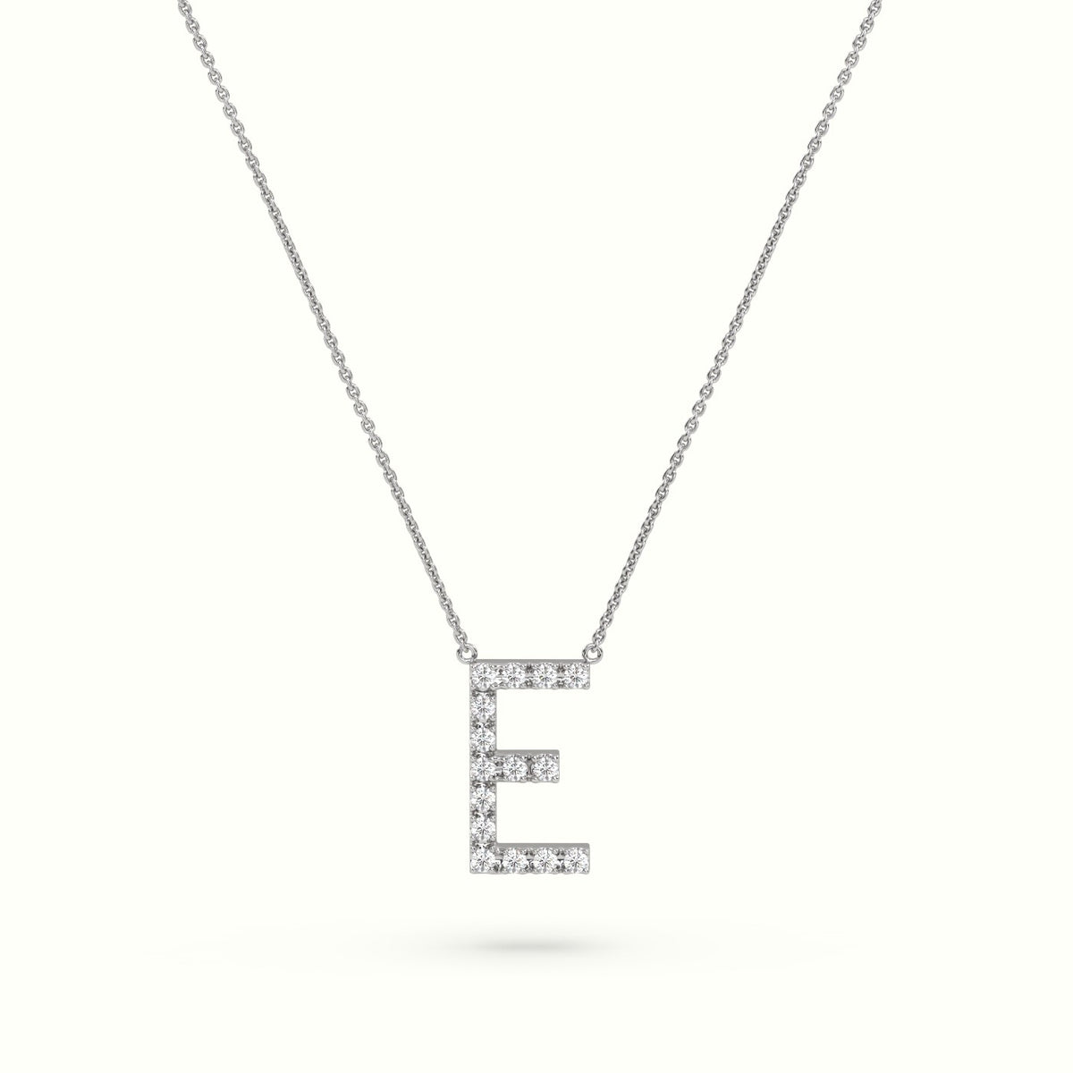 Initial "E" Diamond Necklace - 18k Gold — White Gold