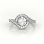 Round Diamond 4 Prongs Swirl Design Engagement Ring — White Gold