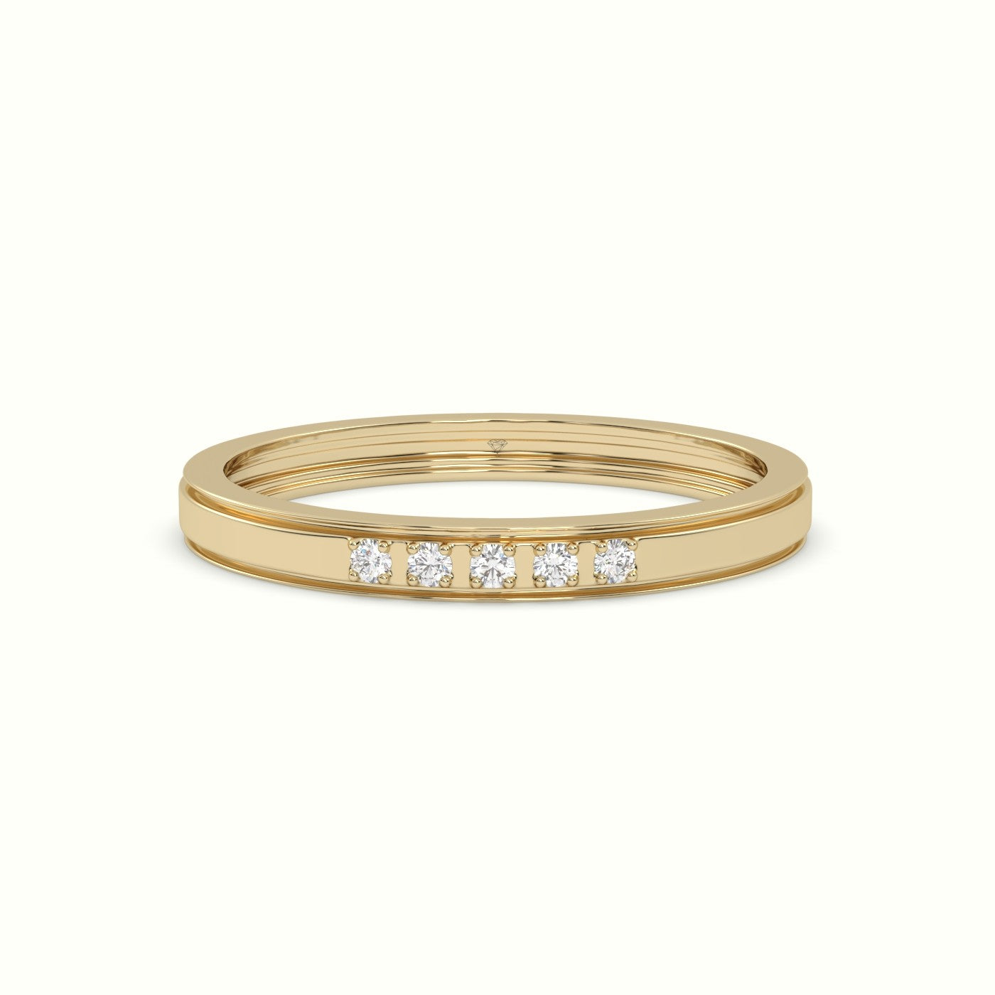 5 Gypsy Flush Set Diamond Wedding Band — Yellow Gold
