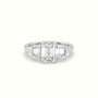 Emerald Diamond Trilogy Trapezium Engagement Ring — White Gold
